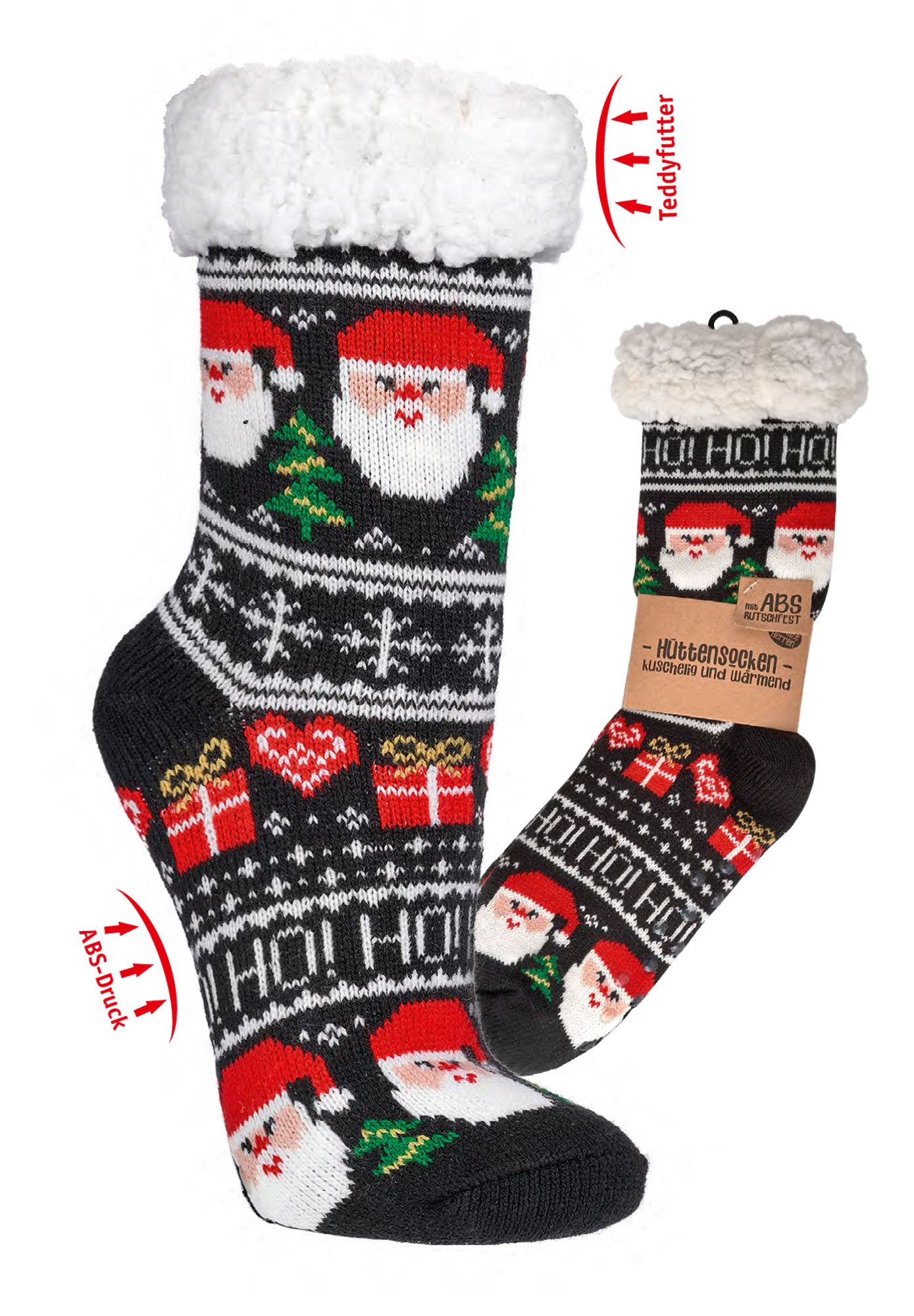 Unisex Hütten-Socken "Weihnachten" / Anti-Slip + Teddy-Futter
