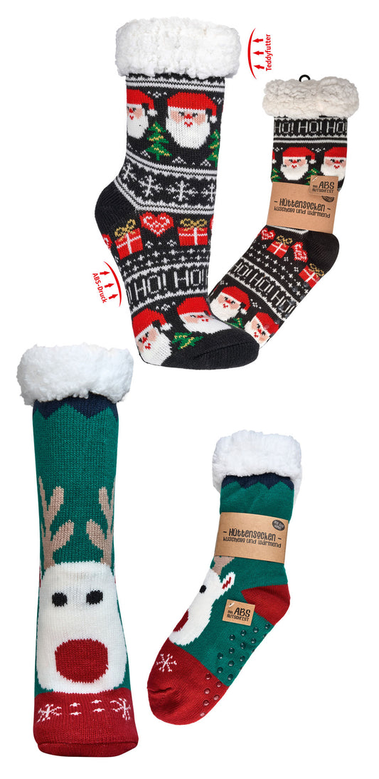 Unisex Hütten-Socken "Weihnachten" / Anti-Slip + Teddy-Futter